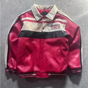 90s Vintage Kansas City Chiefs Red Leather Jacket Size M
